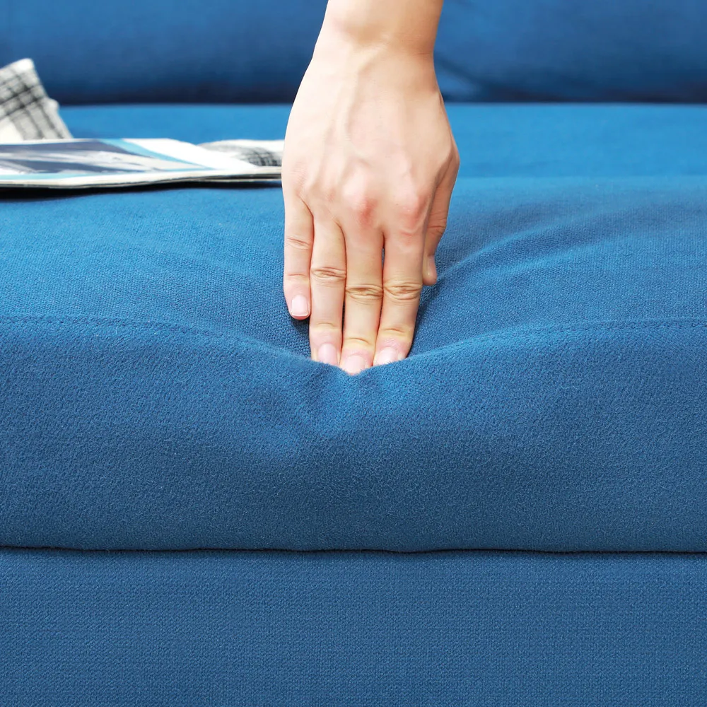 3-Seater L-Shaped Corner Sofa Bed with Storage - Blue