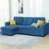 3-Seater L-Shaped Corner Sofa Bed with Storage - Blue