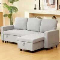 3-Seater L-Shaped Corner Sofa Bed with Storage - Grey