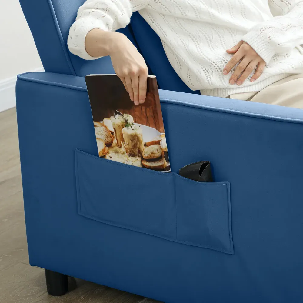 3-Seater L-Shaped Sofa Bed with Pull Out - Blue