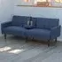 3-Seater Sofa Bed with Storage - Blue, Linen-Look