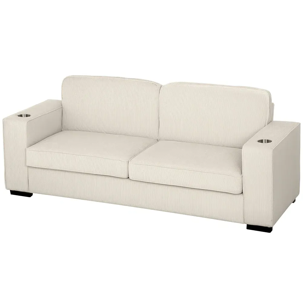 3-Seater Sofa - Cream, Corduroy