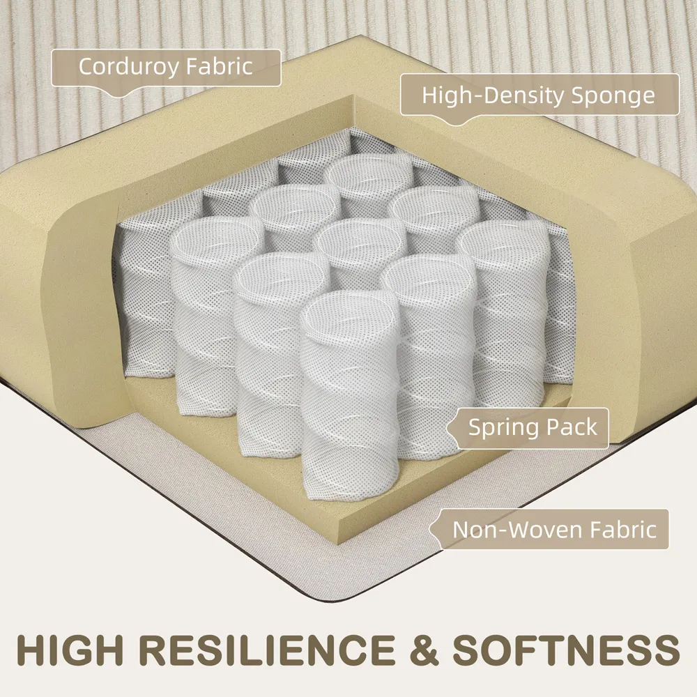 3-Seater Sofa - Cream, Corduroy