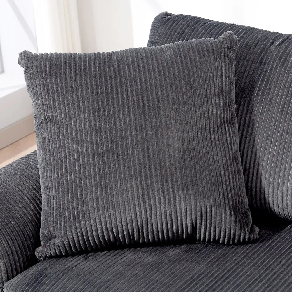 3-Seater Sofa - Grey, Jumbo Cord