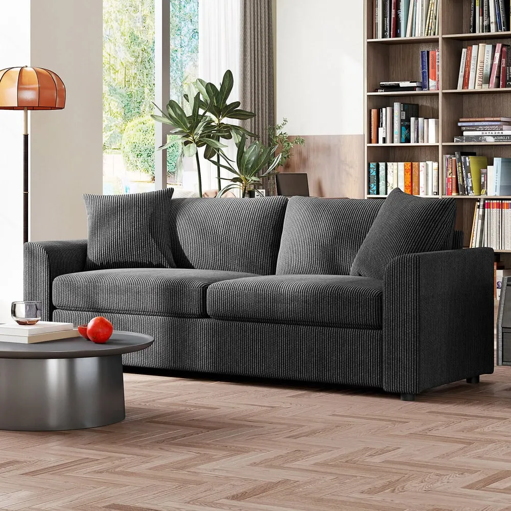 3-Seater Sofa - Grey, Jumbo Cord image