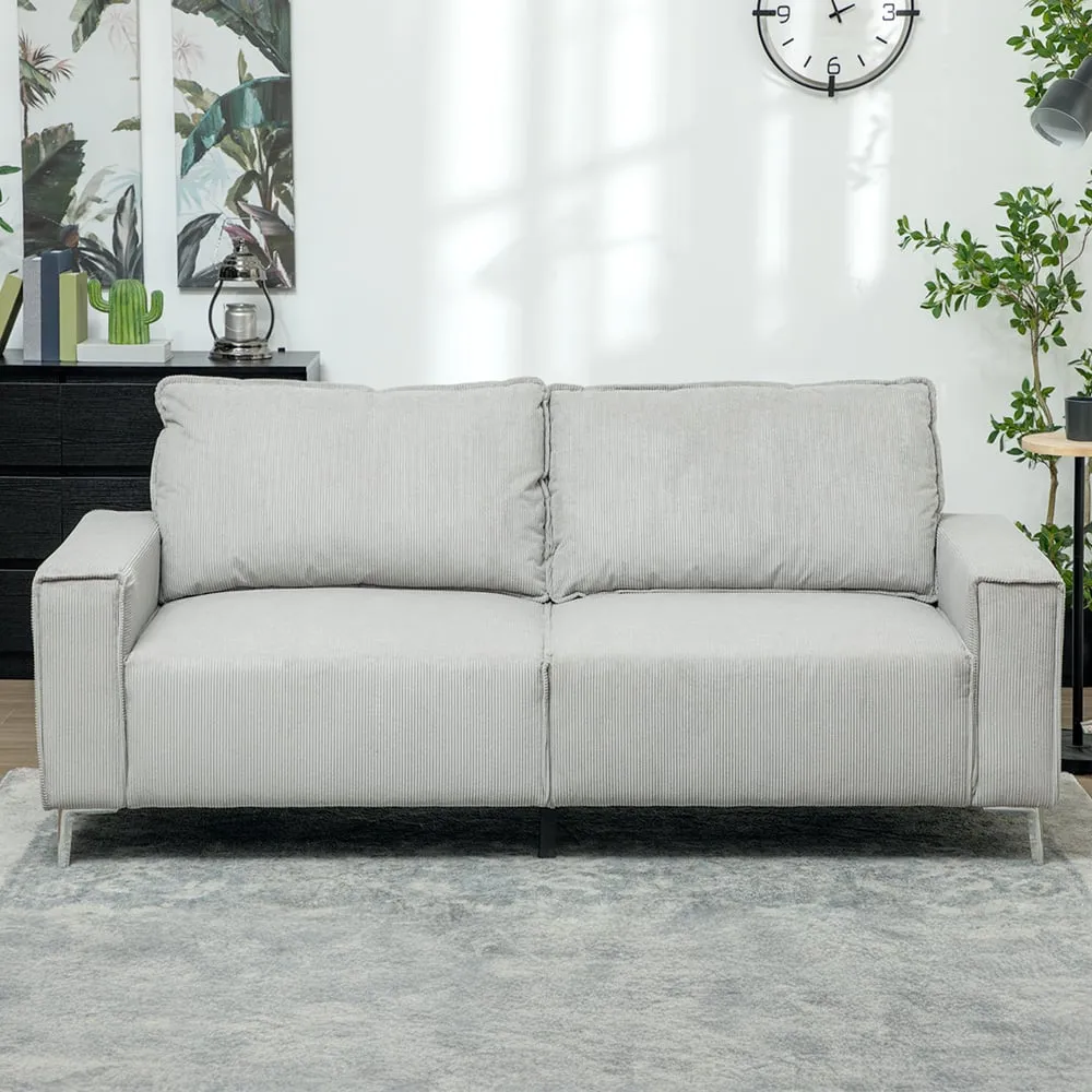 3-Seater Sofa - Light Grey, Corduroy image