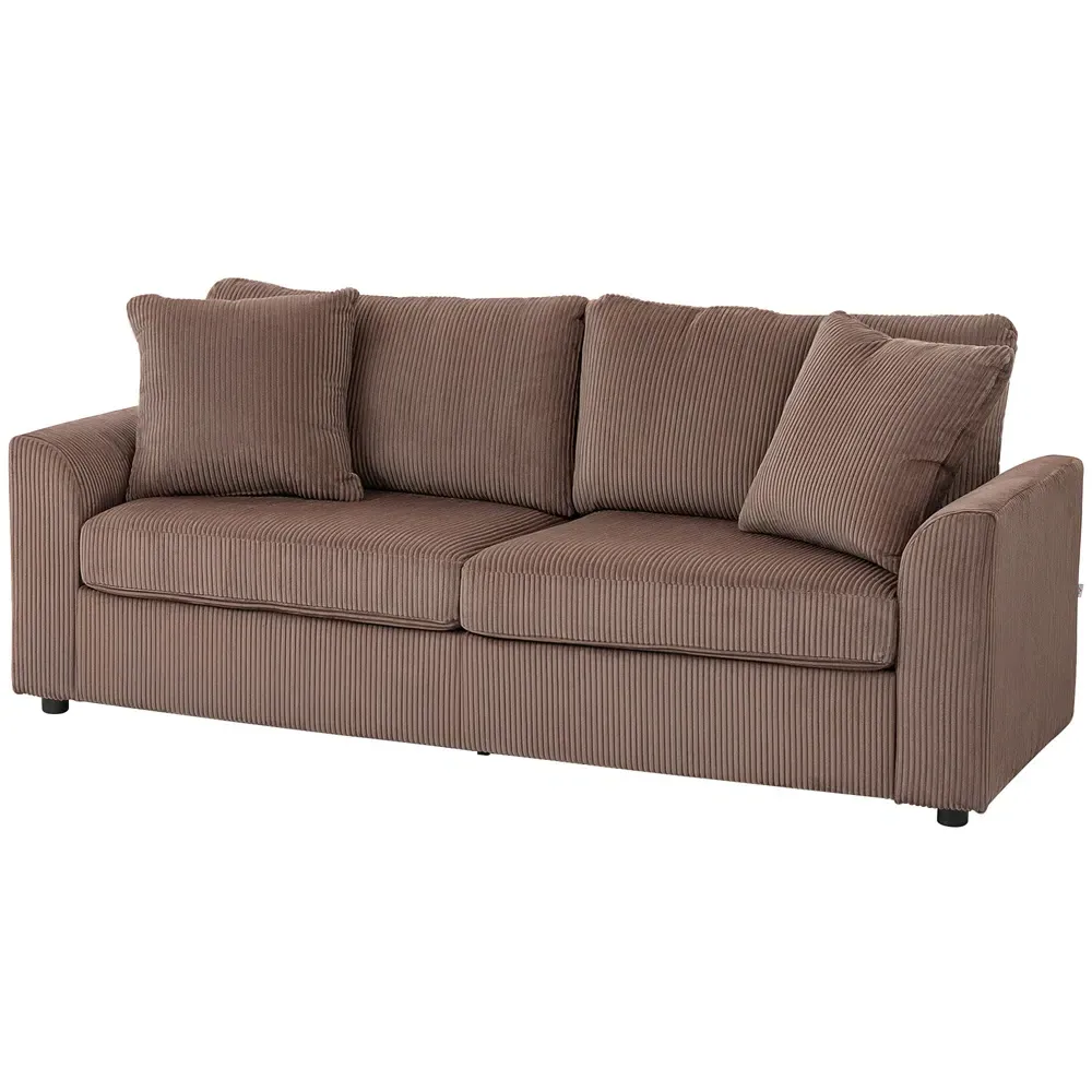 3-Seater Upholstered Sofa - Coffee, Jumbo Cord