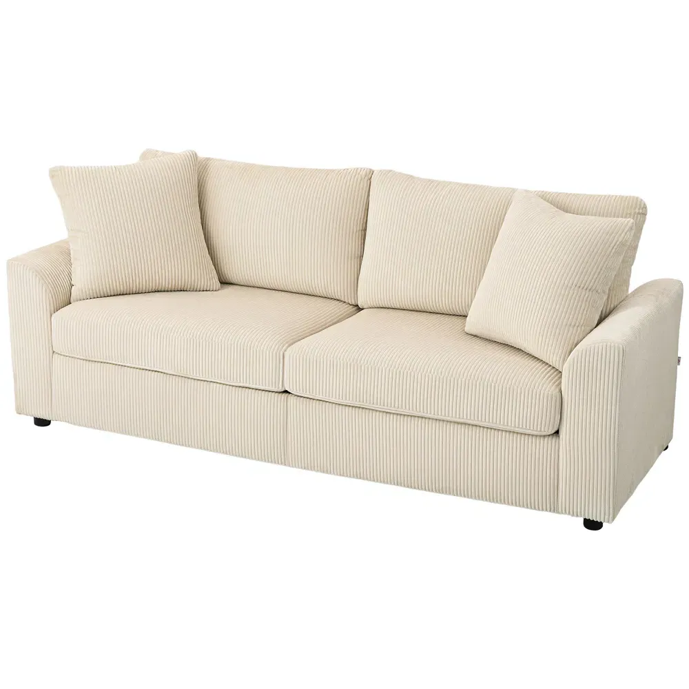 3-Seater Upholstered Sofa - Cream, Jumbo Cord
