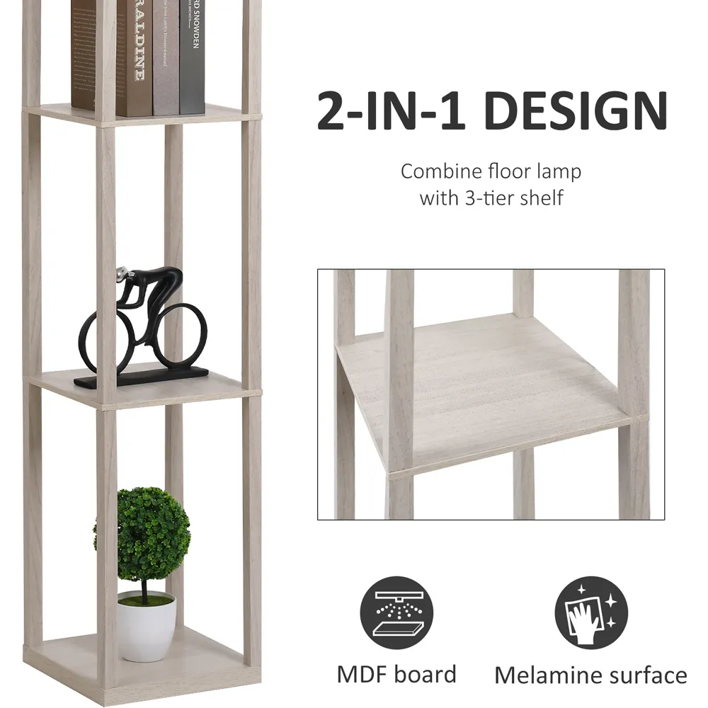 3 Shelf Floor Lamp - Brown, Oak