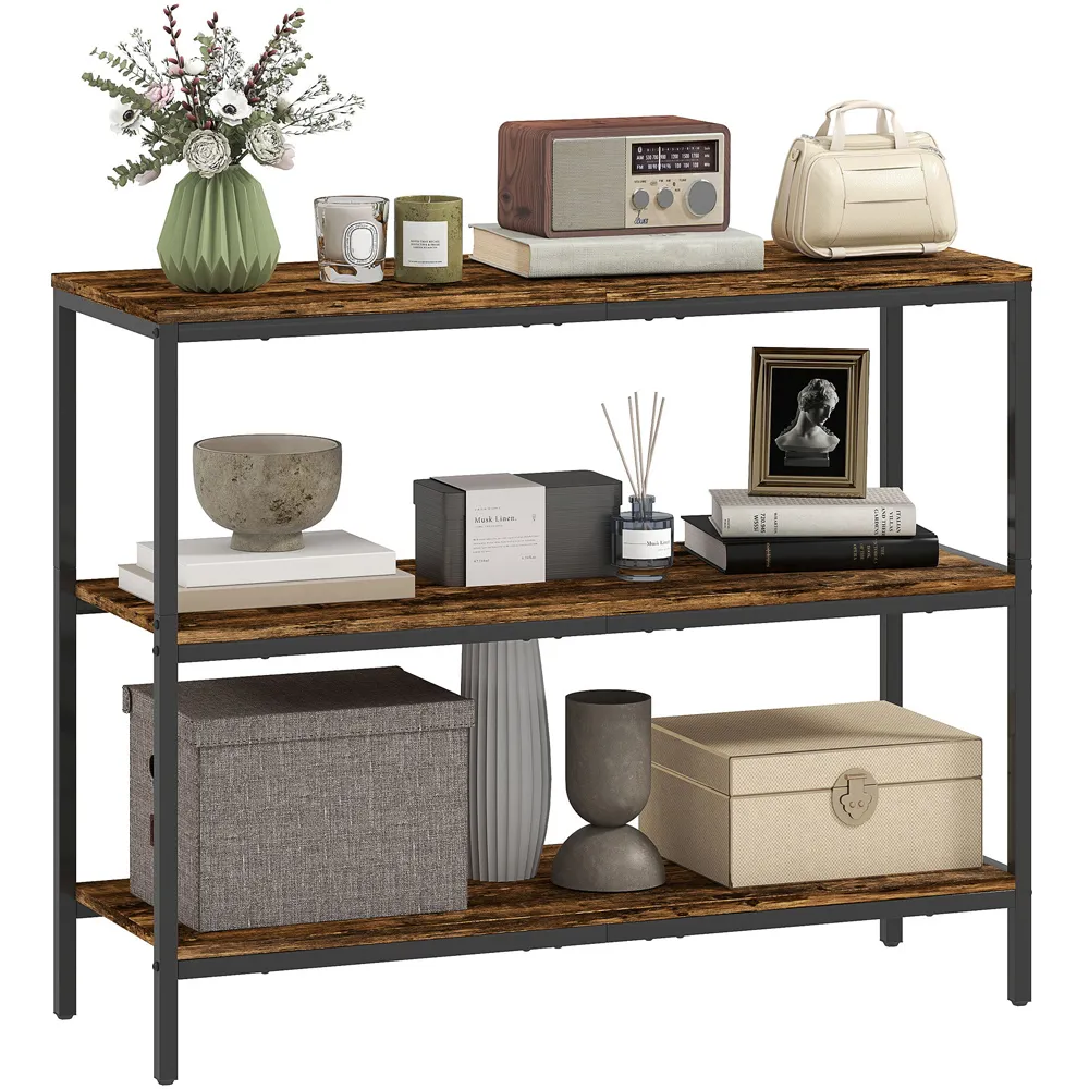 3 Shelf Industrial Console Table - Brown
