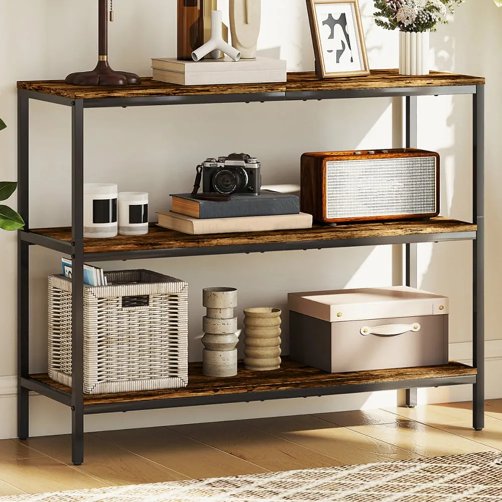 3 Shelf Industrial Console Table - Brown