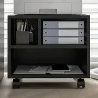 3 Shelf Printer Stand on Wheels - Black