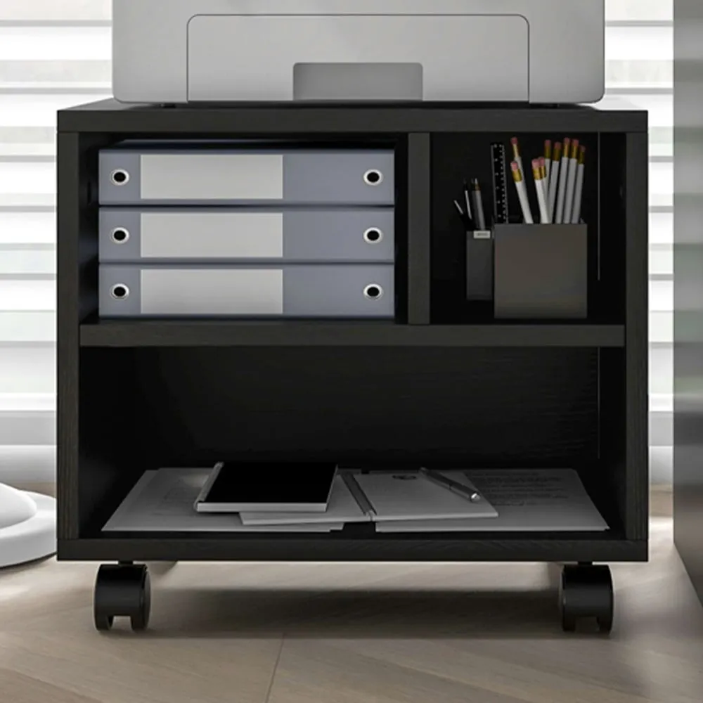 3 Shelf Printer Stand on Wheels - Black image