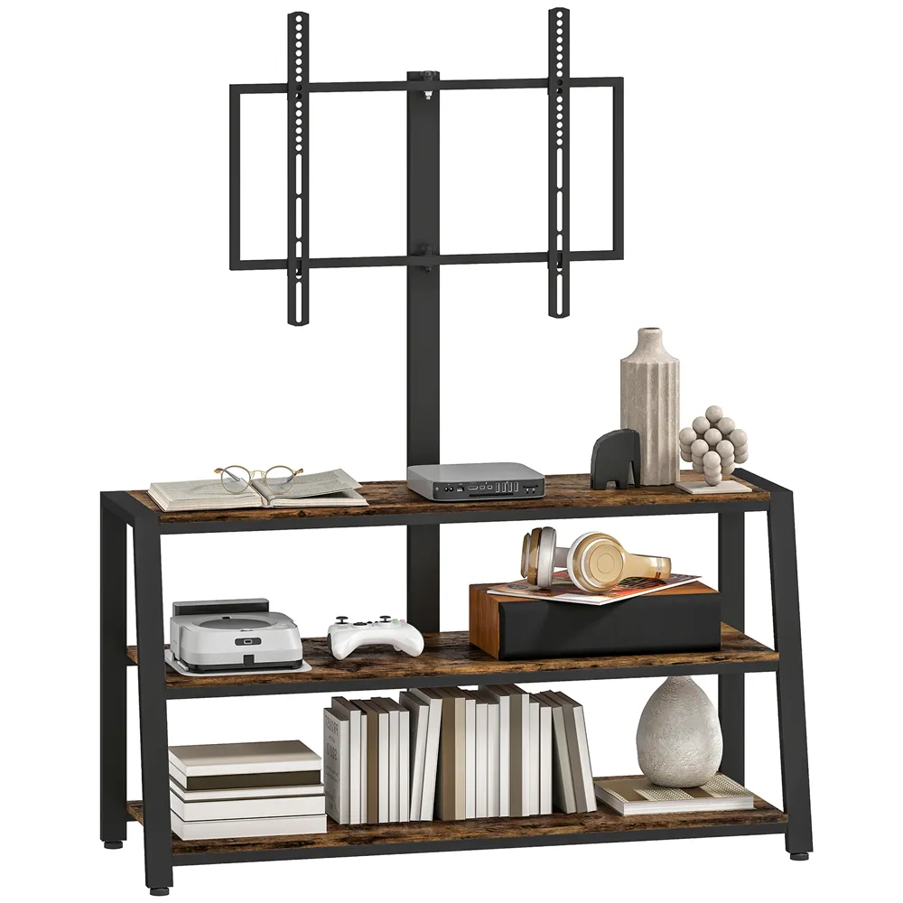 3 Shelf TV Stand with Swivel Bracket - Brown