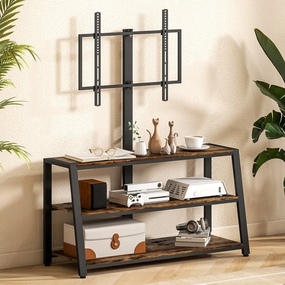 3 Shelf TV Stand with Swivel Bracket - Brown image