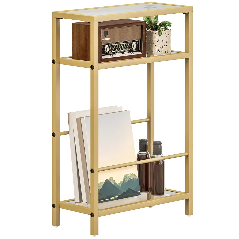 3-Tier Side Table - Gold, Glass