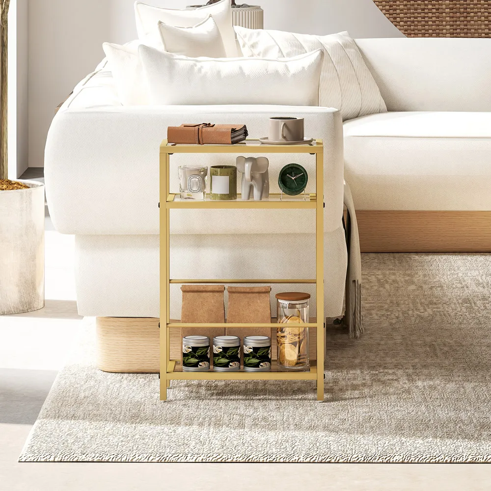 3-Tier Side Table - Gold, Glass