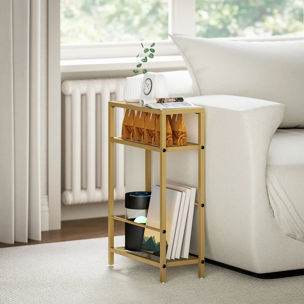 3-Tier Side Table - Gold, Glass