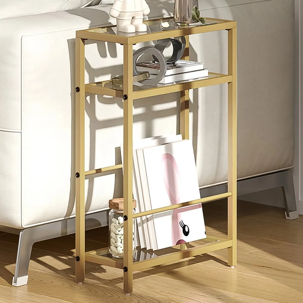 3-Tier Side Table - Gold, Glass