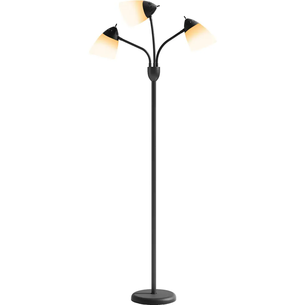 3 Way Arc Tree Floor Lamp with 3 Colour Temperatures - Black image