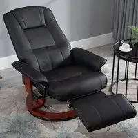 360° Swivel Manual Recliner Armchair - Black, Faux Leather