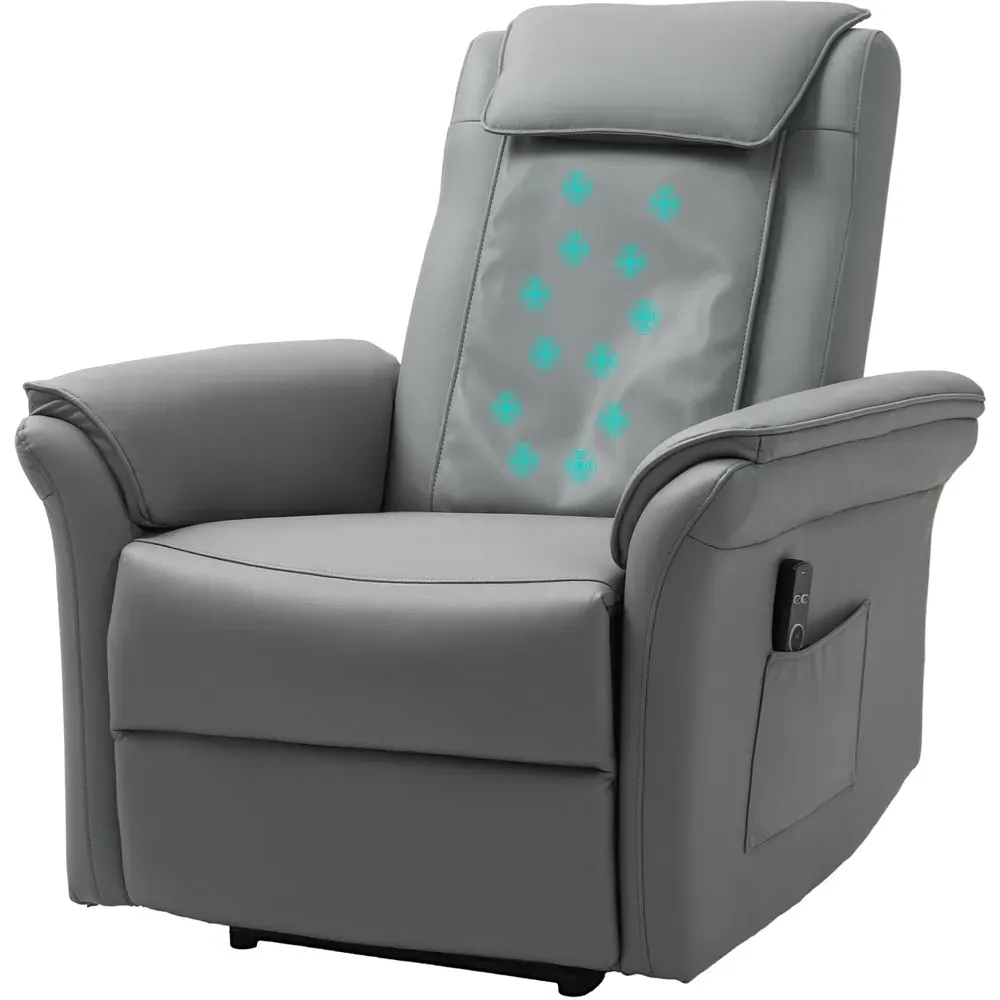 3D Kneading Massage Recliner Armchair with Headrest - Grey