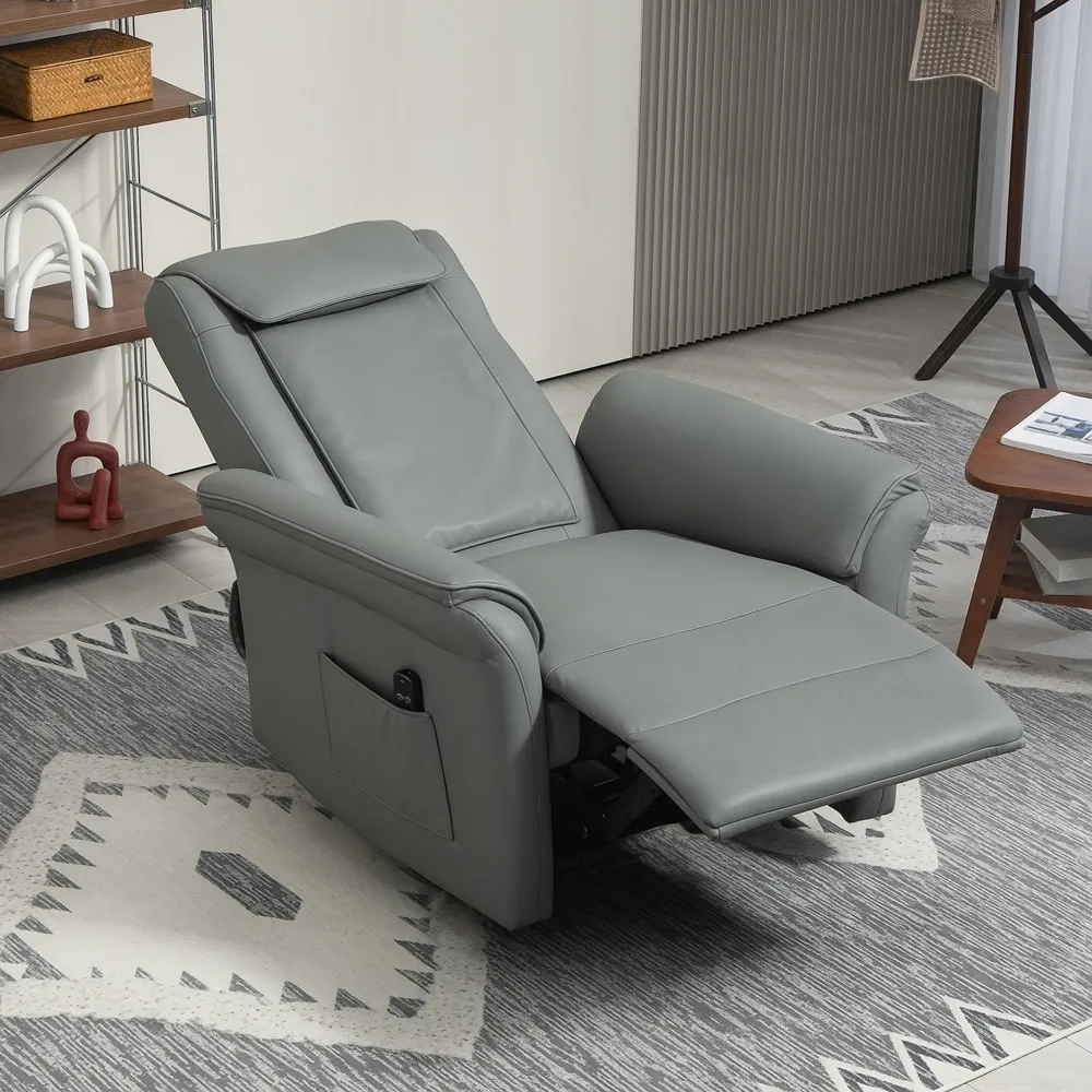 3D Kneading Massage Recliner Armchair with Headrest - Grey