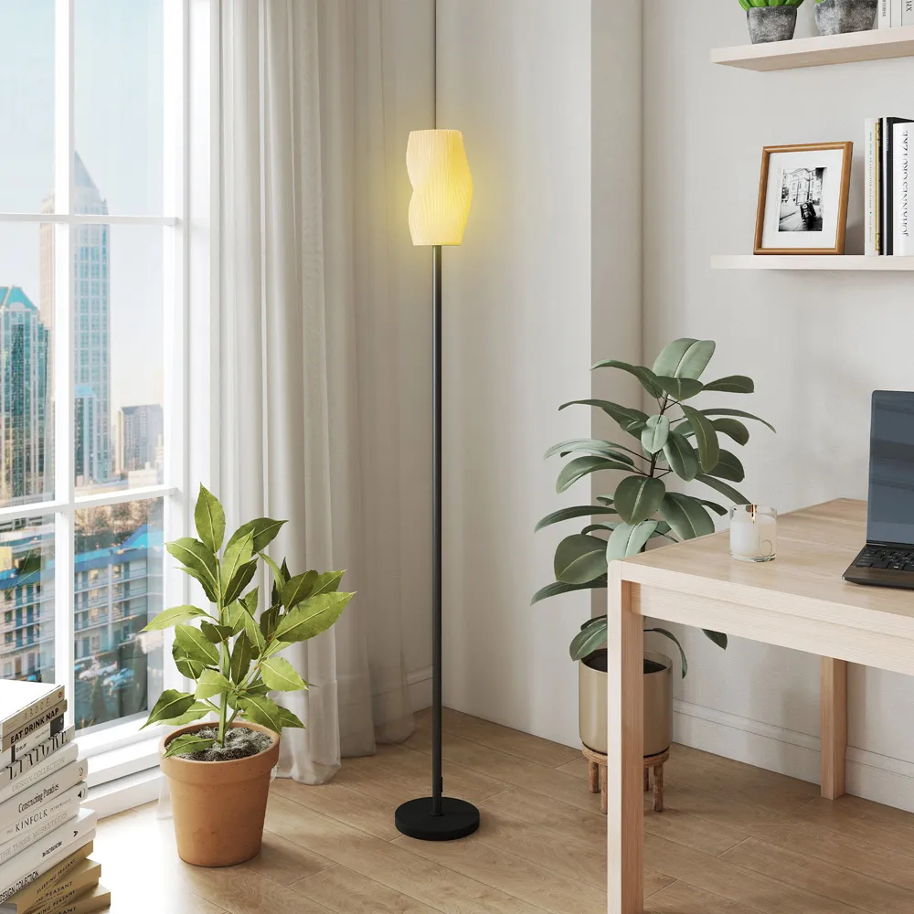 3D Printed Floor Lamp with E27 Holder - White