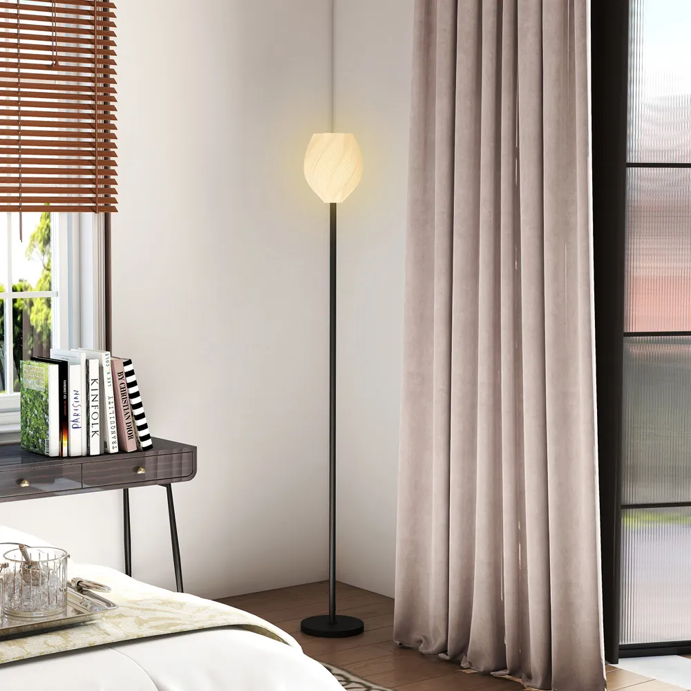 3D Printed Rose Shade Floor Lamp with 3 Colour Temperature - White