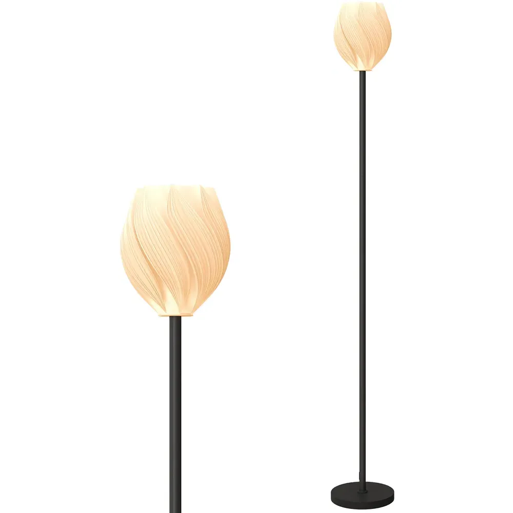 3D Printed Rose Shade Floor Lamp with E27 Holder - White