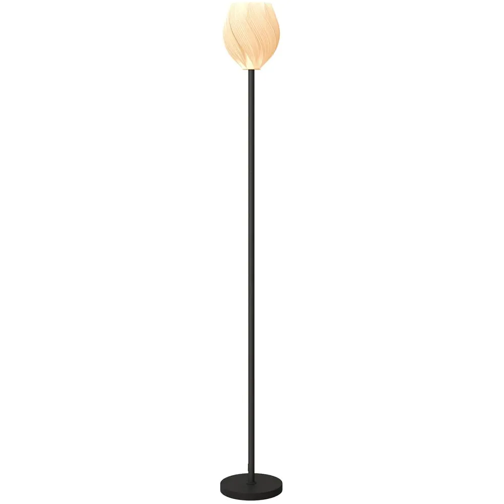 3D Printed Rose Shade Floor Lamp with E27 Holder - White image