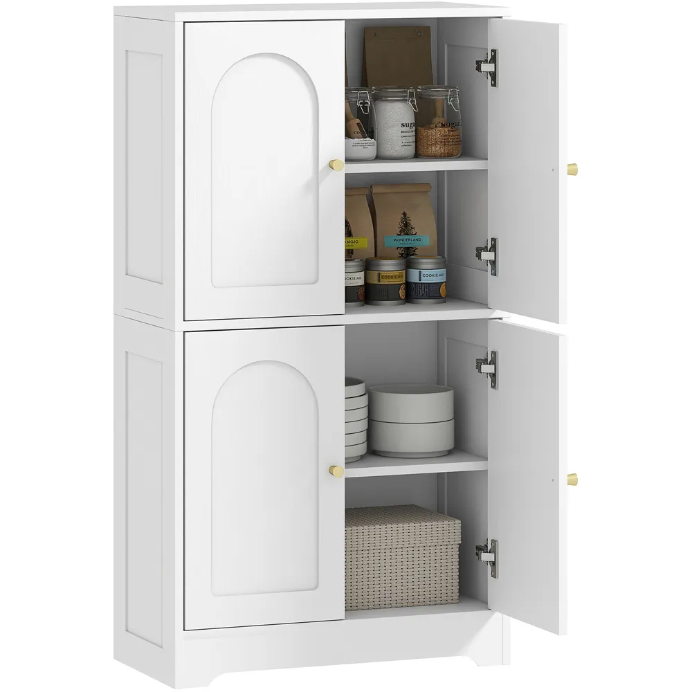 4 Door Arched Kitchen Cupboard - White