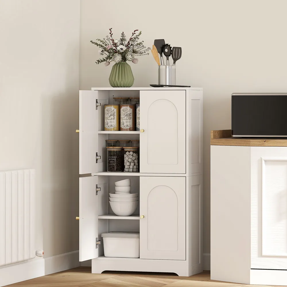 4 Door Arched Kitchen Cupboard - White
