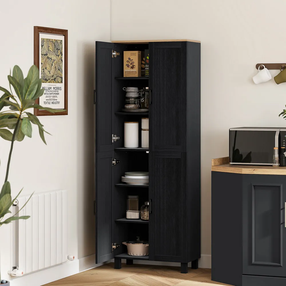 4 Door Kitchen Storage Cabinet - Black