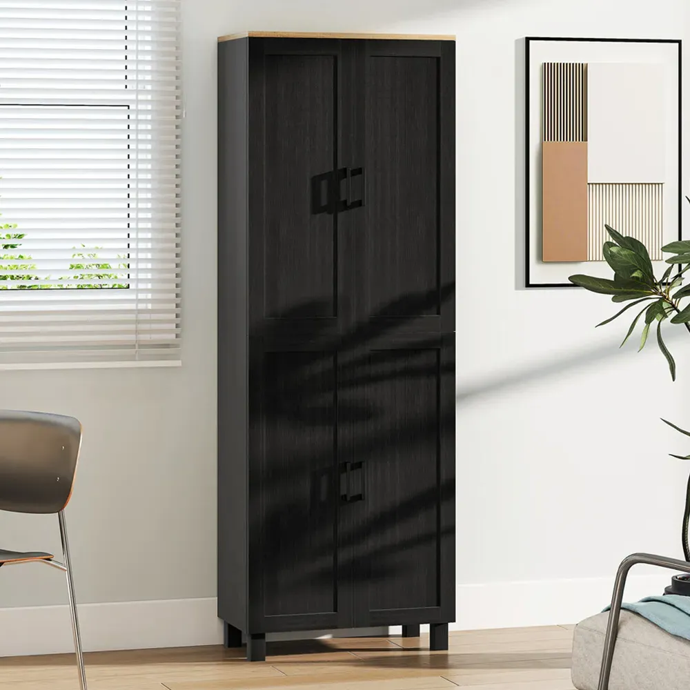 4 Door Kitchen Storage Cabinet - Black image