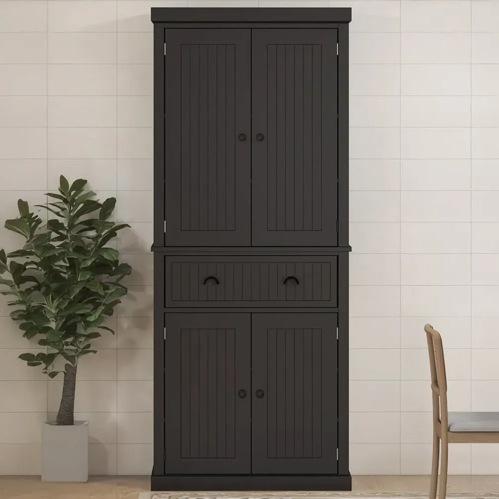 4 Door Kitchen Storage Cabinet with Drawer - Black