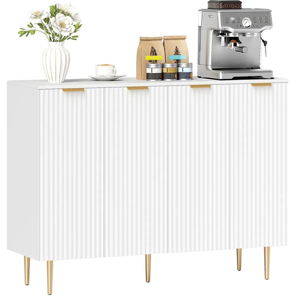 4 Door Storage Cabinet with Adjustable Shelf - White