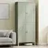 4 Door Tall Pantry Storage Cabinet with LED Light - Green