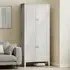 4 Door Tall Pantry Storage Cabinet with LED Light - White