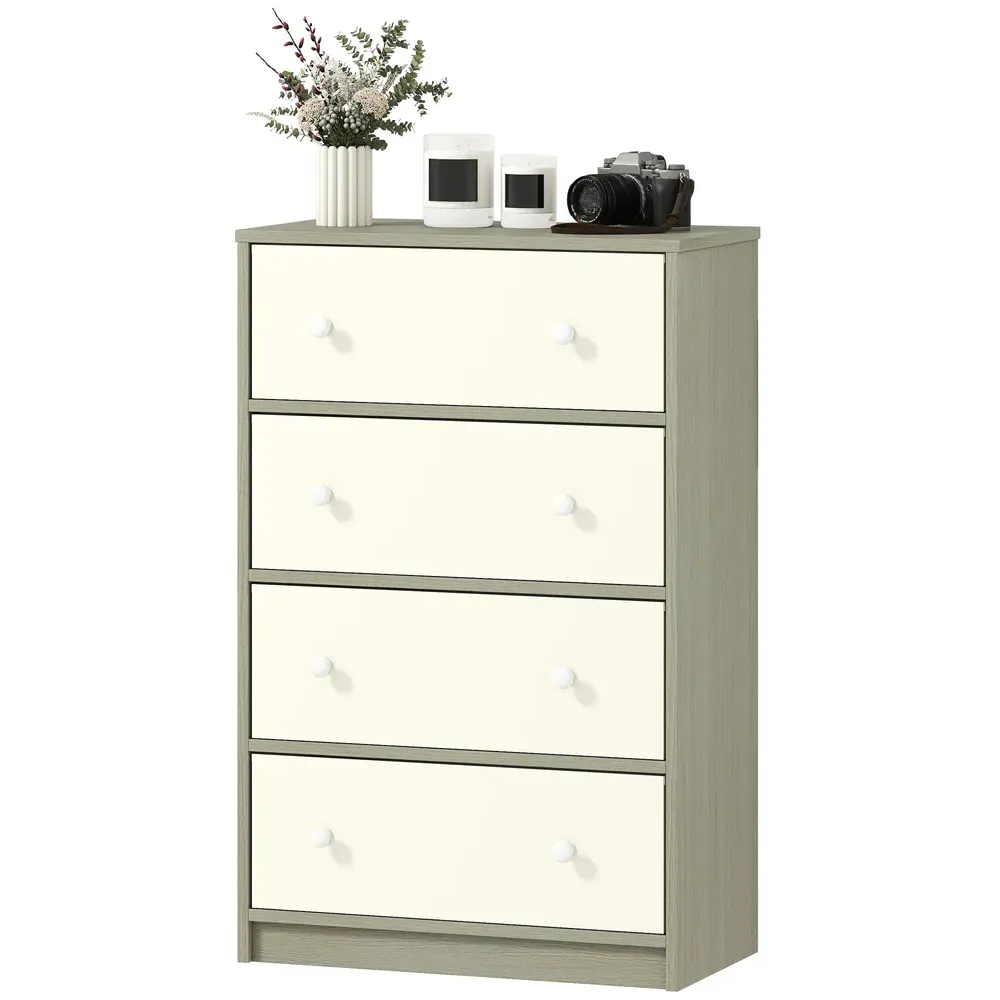 4 Drawer Chest of Drawers - White, MDF