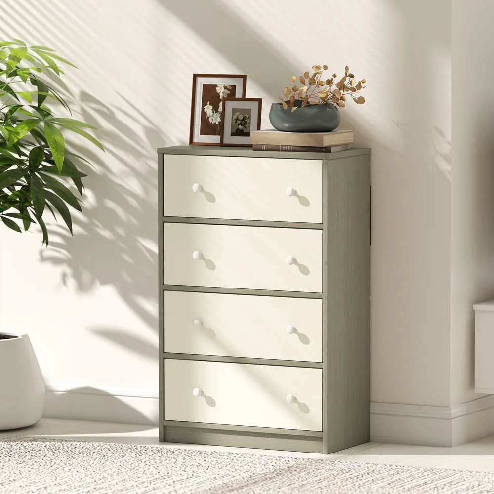 4 Drawer Chest of Drawers - White, MDF