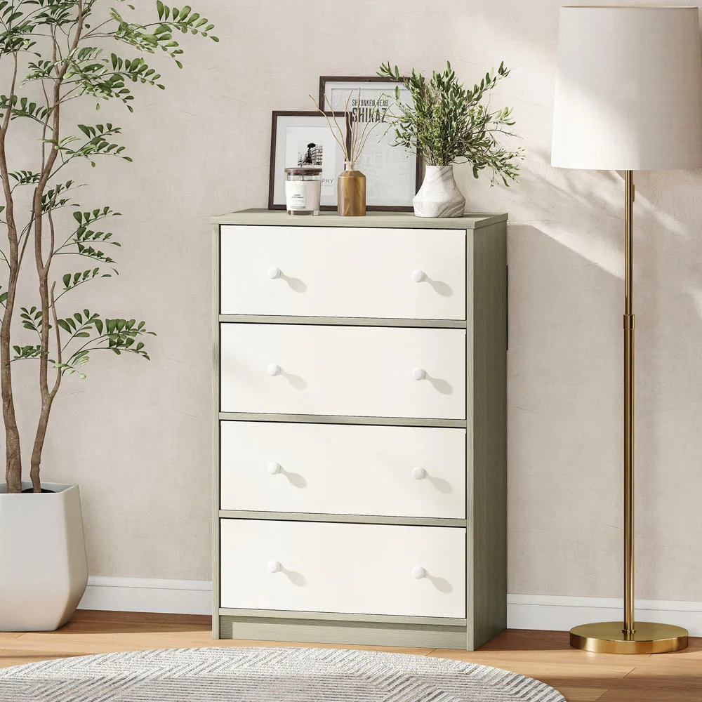 4 Drawer Chest of Drawers - White, MDF