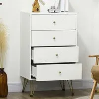 4 Drawer Chest of Drawers with Hairpin Legs - White, MDF