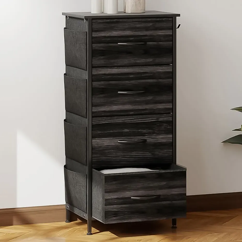 4 Drawer Chest of Drawers with Pockets - Black, Fabric image