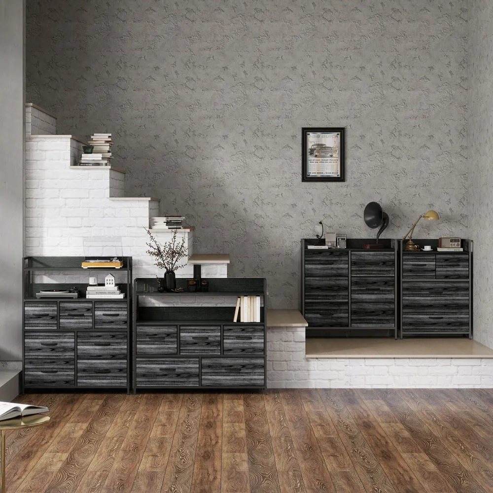 4 Drawer Chest of Drawers with Shelf - Black