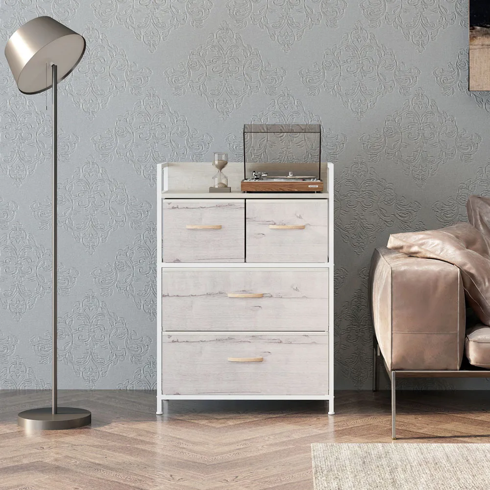 4 Drawer Chest of Drawers with Shelf - Brown