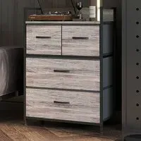 4 Drawer Chest of Drawers with Shelf - Grey, Wood Effect