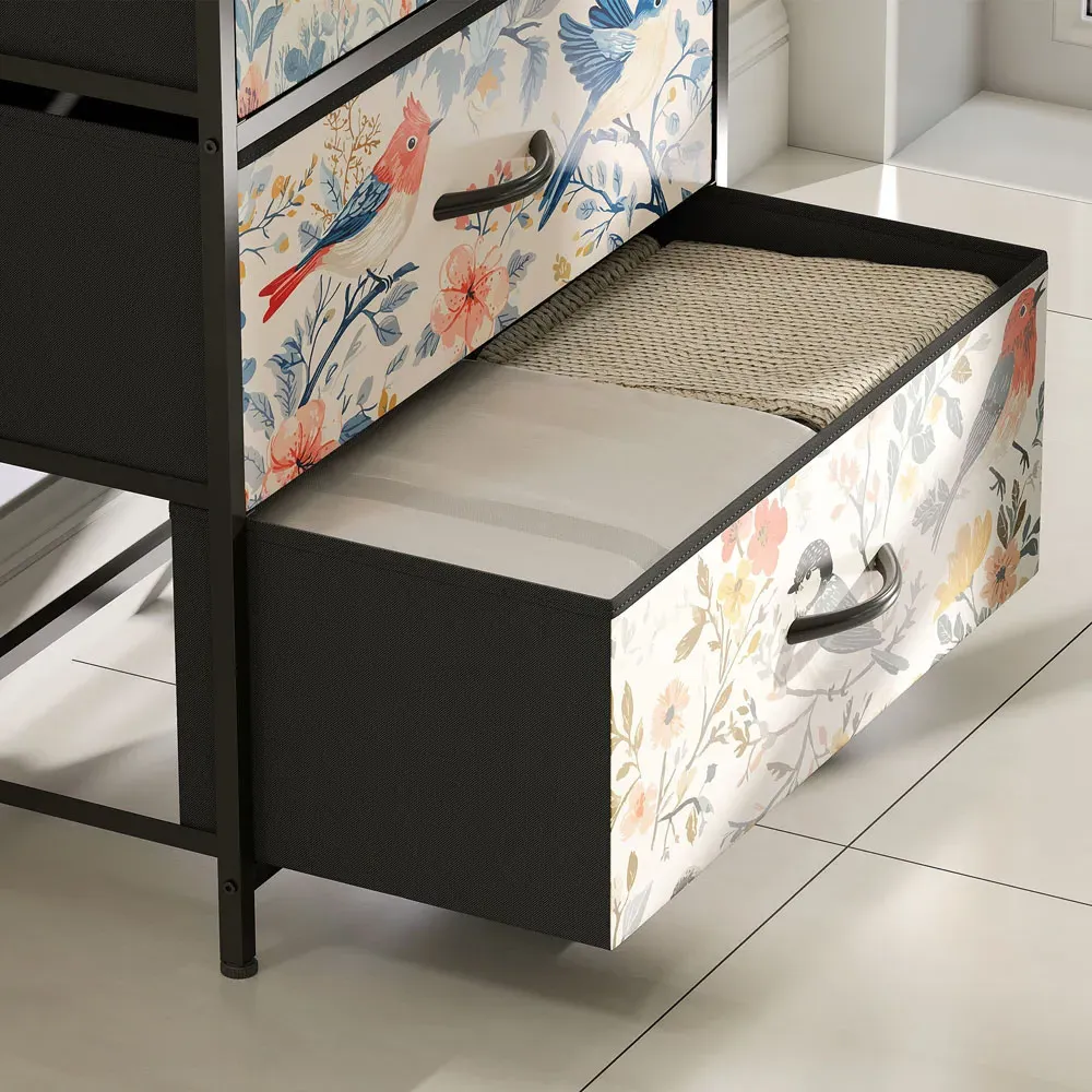 4 Drawer Chest of Drawers with Shelf - White, Fabric