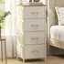 4-Drawer Chest of Drawers with Side Pockets - Beige, Fabric