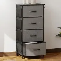 4 Drawer Chest of Drawers with Side Pockets - Grey, Fabric